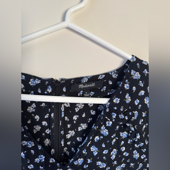 Madewell Black Ruffle-Sleeve Tie-Waist Jumpsuit in Blue Baby's Breath - Small - Picture 10 of 13